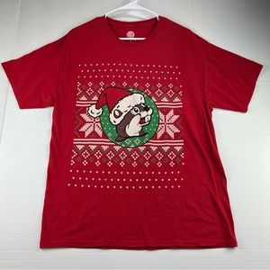 Buc-ee's Red Graphic Christmas Holidays T-Shirt Unisex size Large Bucee Travel